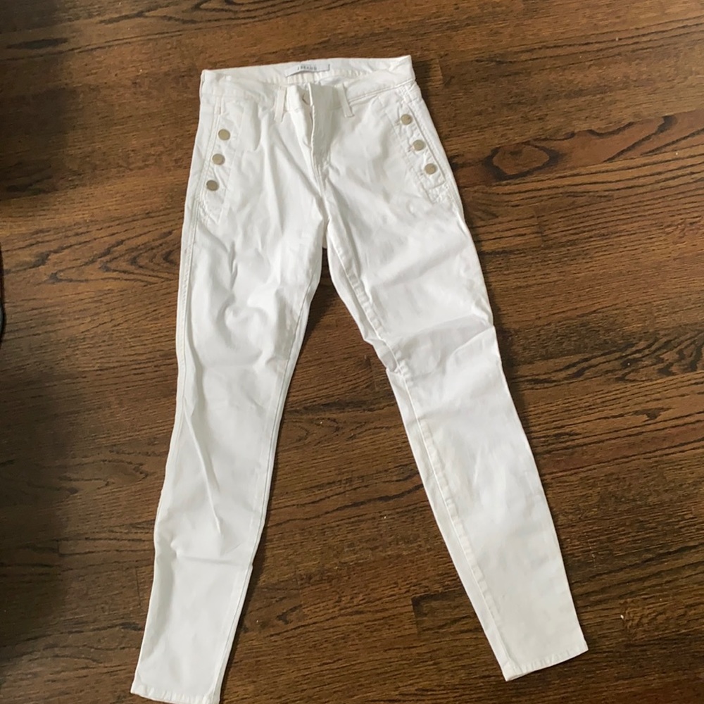 J brand button up white jeans